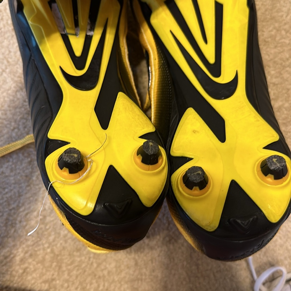 NIKE CLEATS ALPHA SKIN FOOTBALL GOLD/ BLACK SZ 15 WORN 1x Sz 15 - Picture 9 of 10